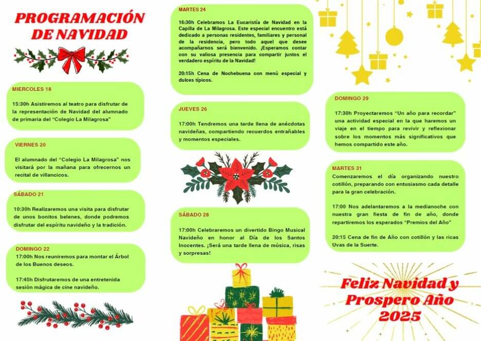 Residencia La Milagrosa - Alberic - Programación Navidad 2024